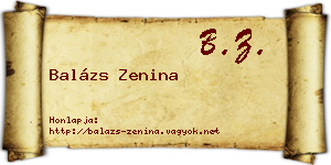Balázs Zenina névjegykártya